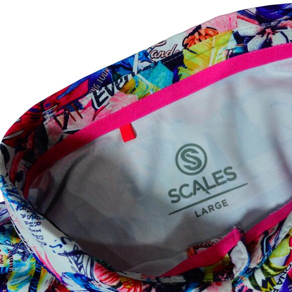 Scales Colorful Hawaiian Style Florida Tropical Print Golf Polo Shirt Mens Large - Picture 3 of 6